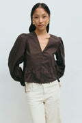 Lacing blouse - Marron