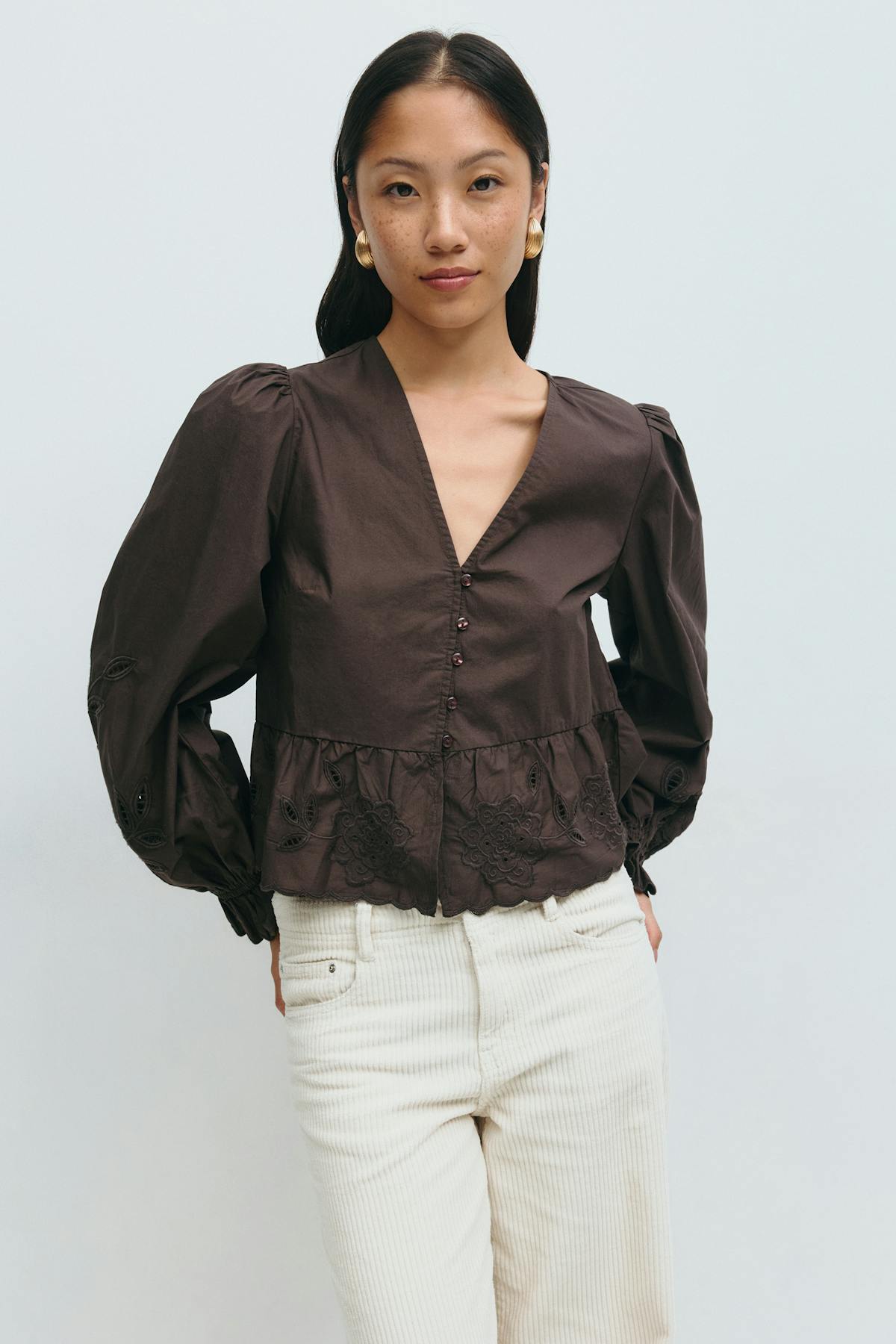 Lacing blouse - Marron