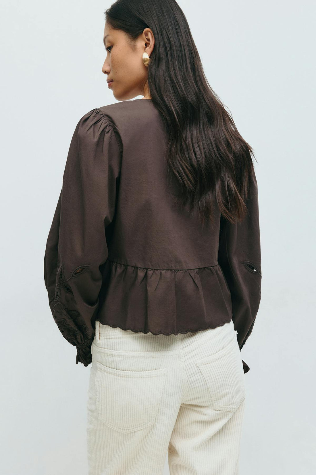 Lacing blouse - Marron