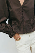 Lacing blouse - Marron