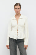 Tie front jersey shirt - Noir
