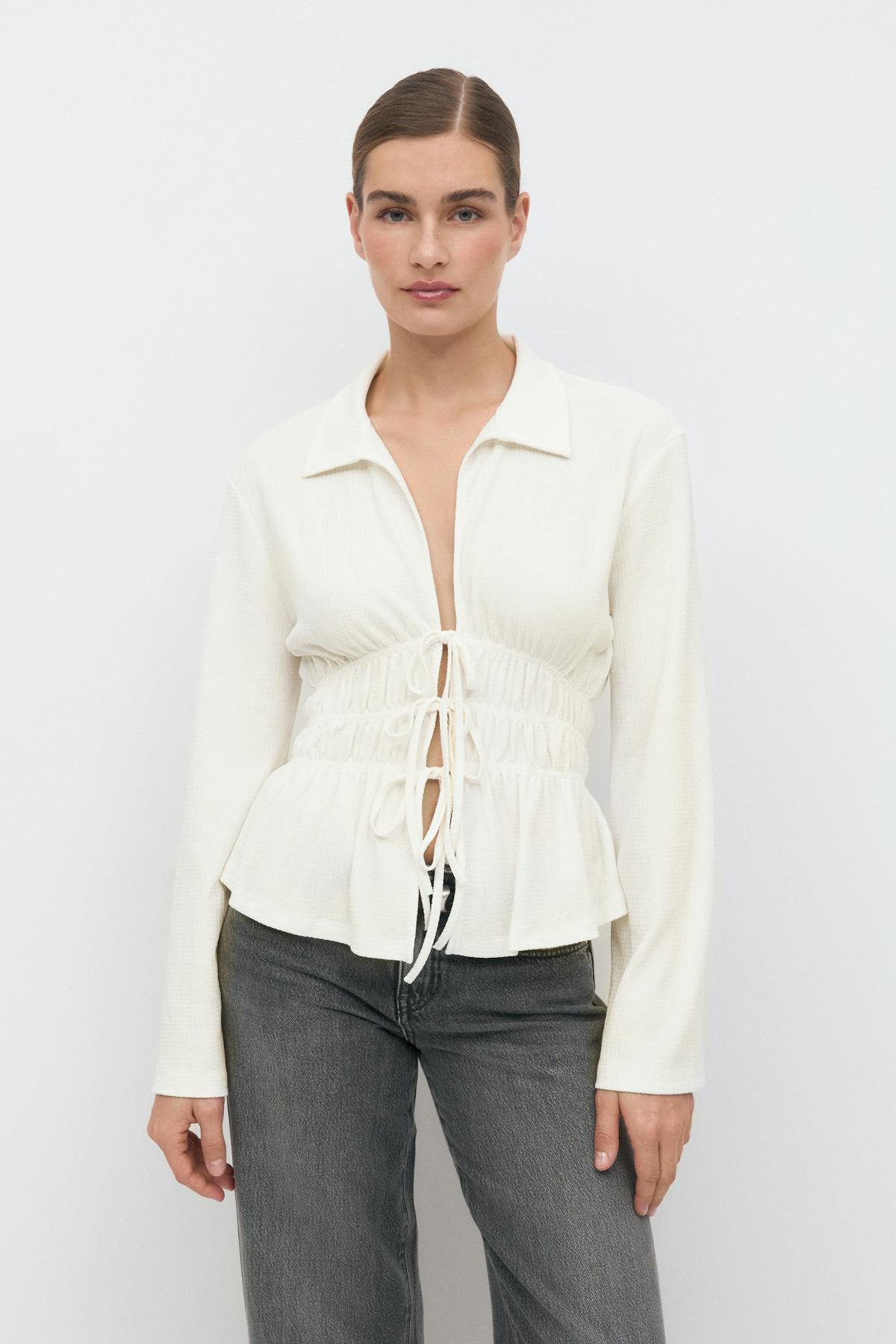 Tie front jersey shirt - Noir