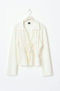Tie front jersey shirt - Blanc cassé