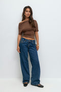 Ultra low wide jeans - Deep blue