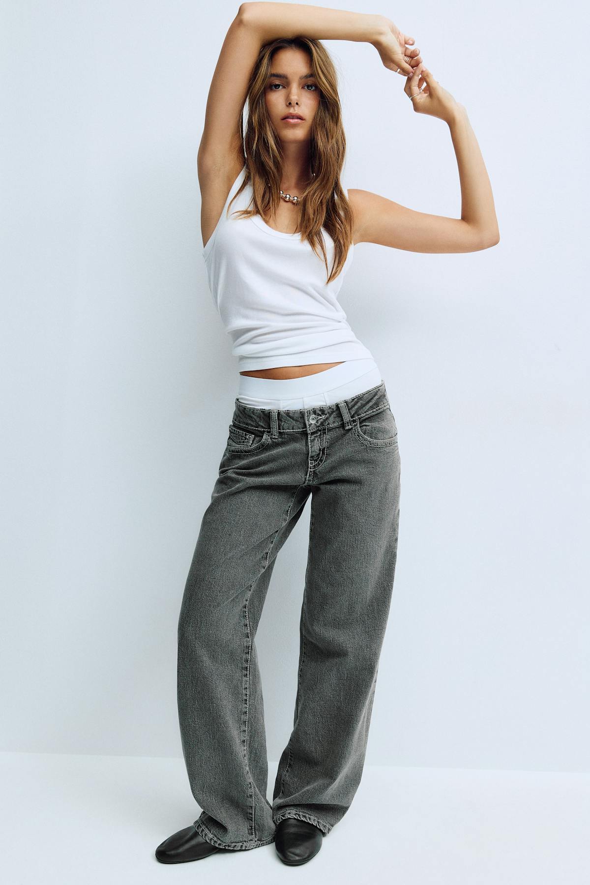 Ultra low wide jeans - Vintage blue