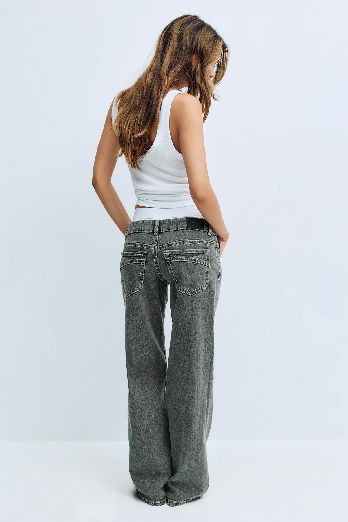 Ultra low wide jeans - Vintage blue