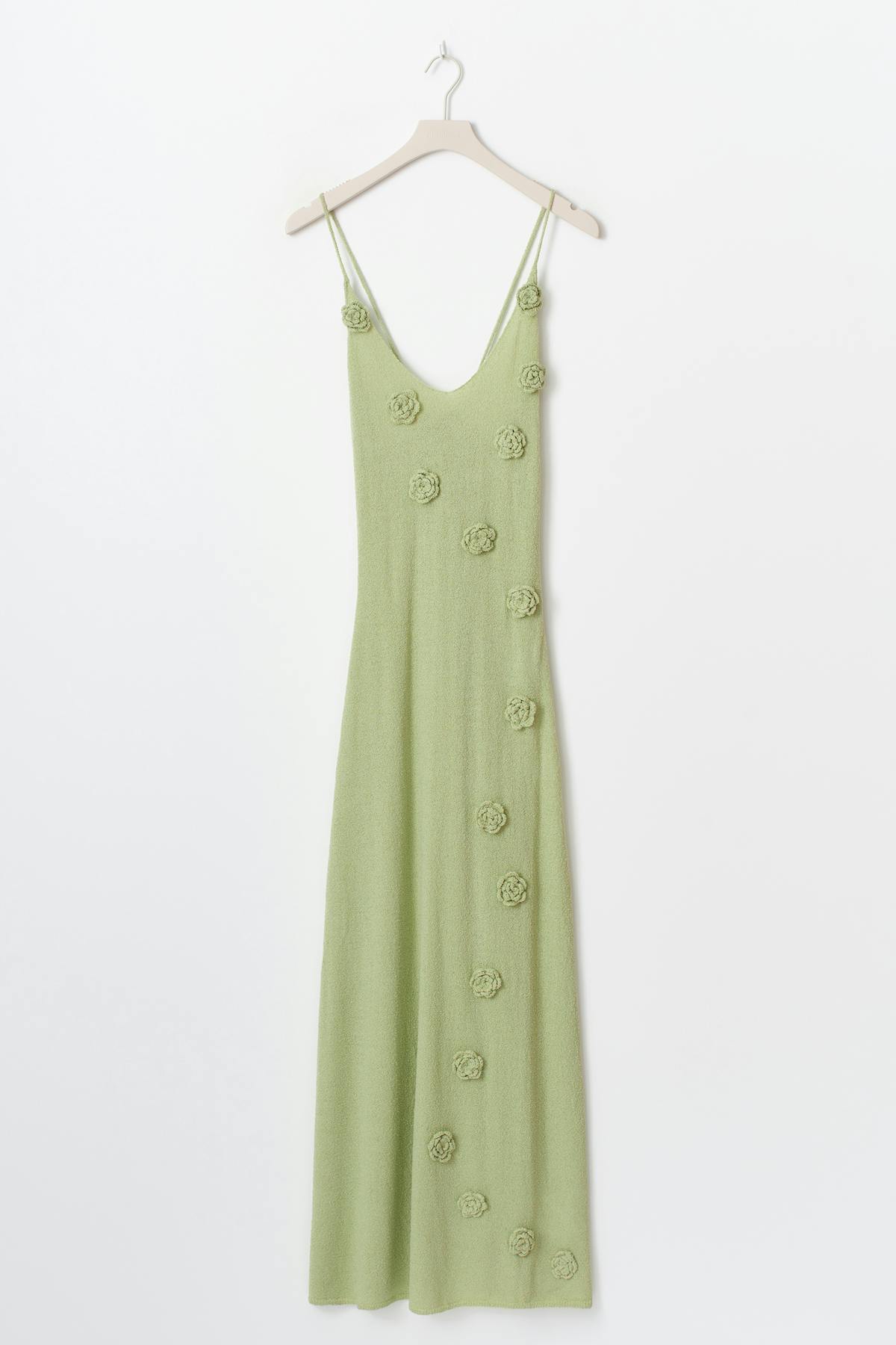 Knit flower maxi dress - Vert