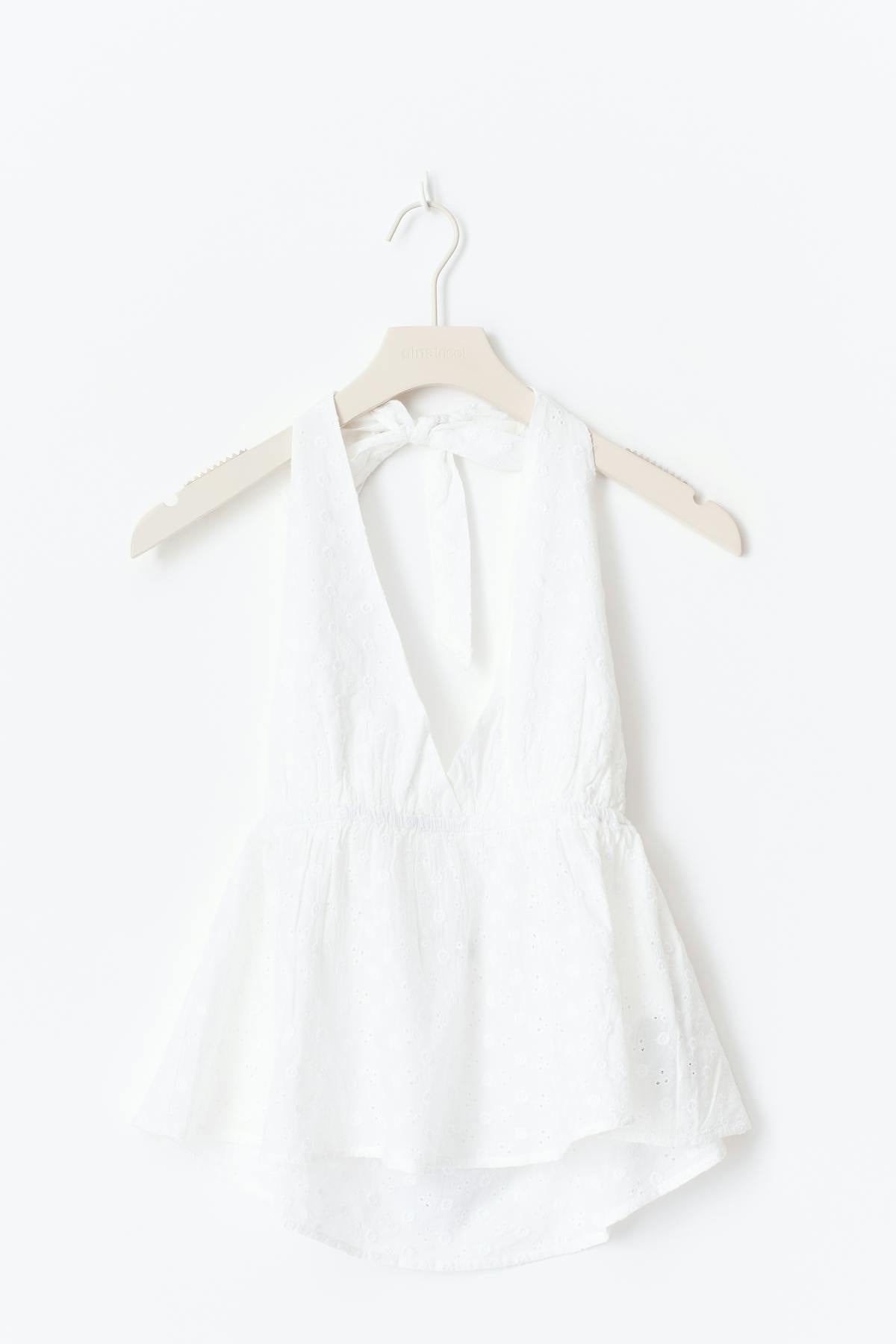 Halterneck anglaise top - Blanc