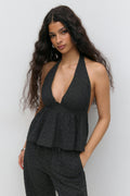 Halterneck anglaise top - Blanc