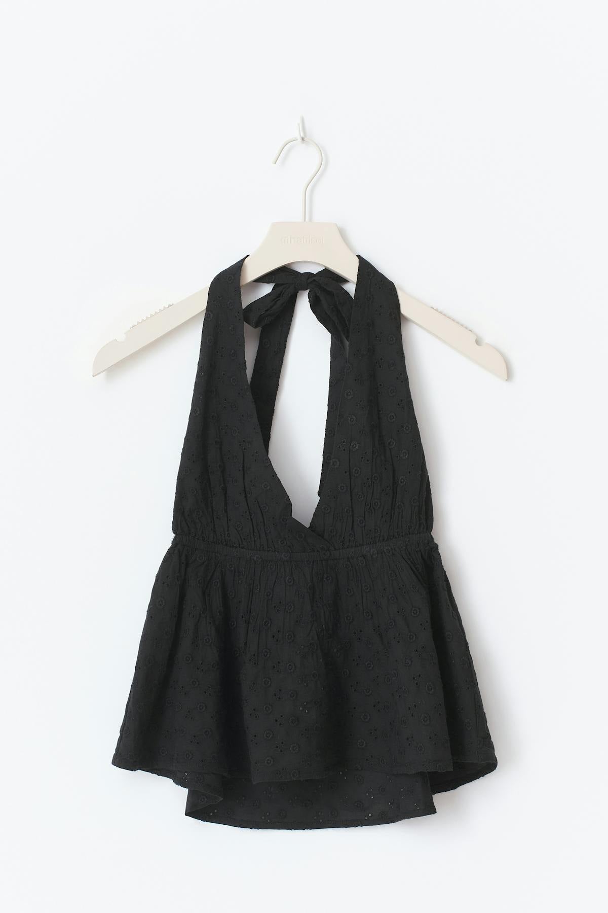 Halterneck anglaise top - Noir