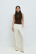 Turtleneck knitted top - Chestnut
