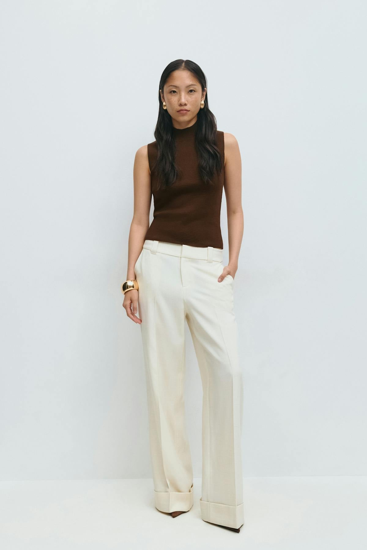 Turtleneck knitted top - Chestnut