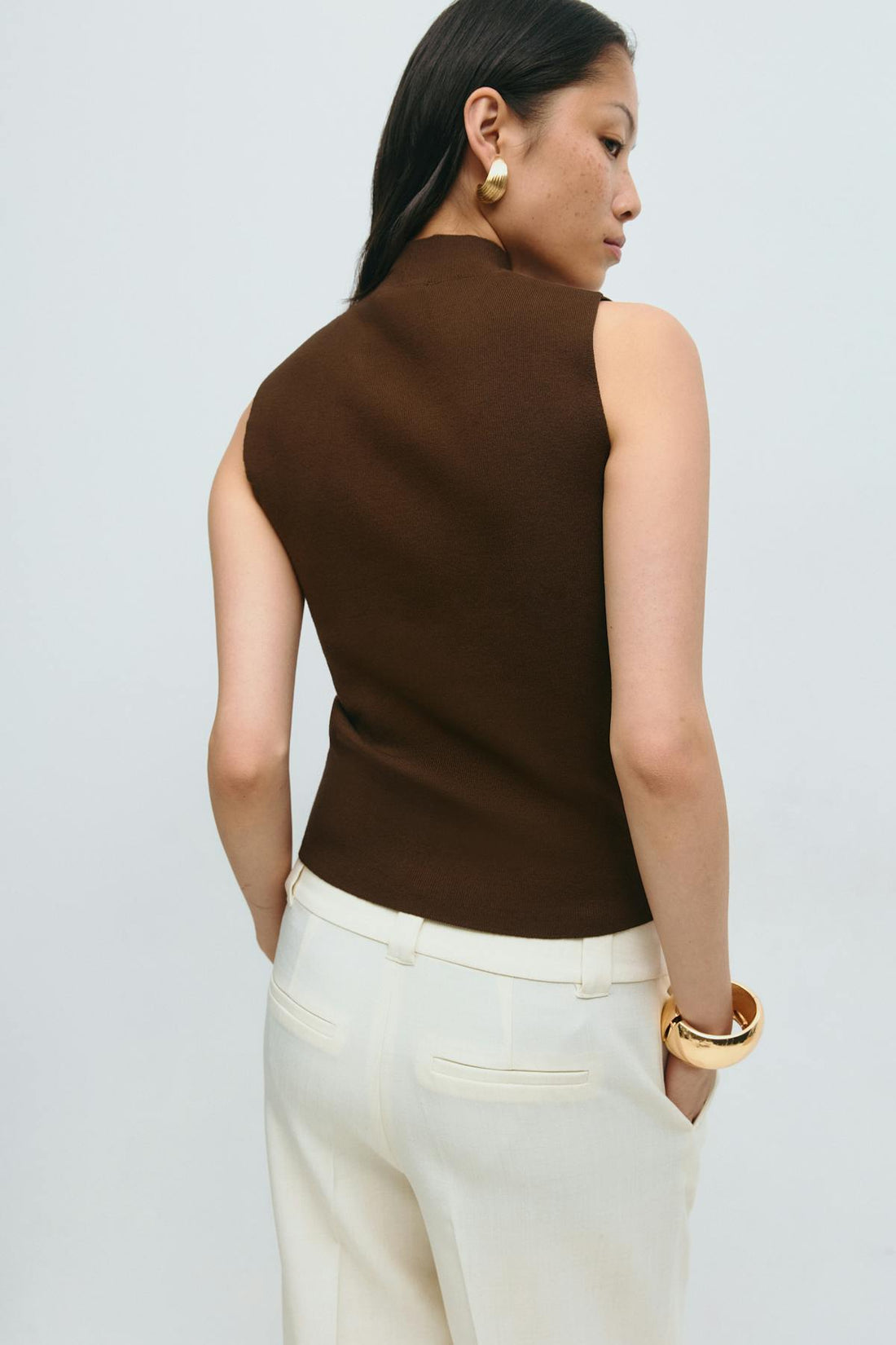 Turtleneck knitted top - Chestnut