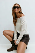 Knitted boatneck top - Bordeaux foncé