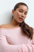 Knitted boatneck top - Blanc cassé