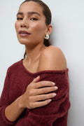 Knitted boatneck top - Mid grey mel