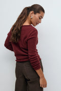 Knitted boatneck top - Bordeaux foncé