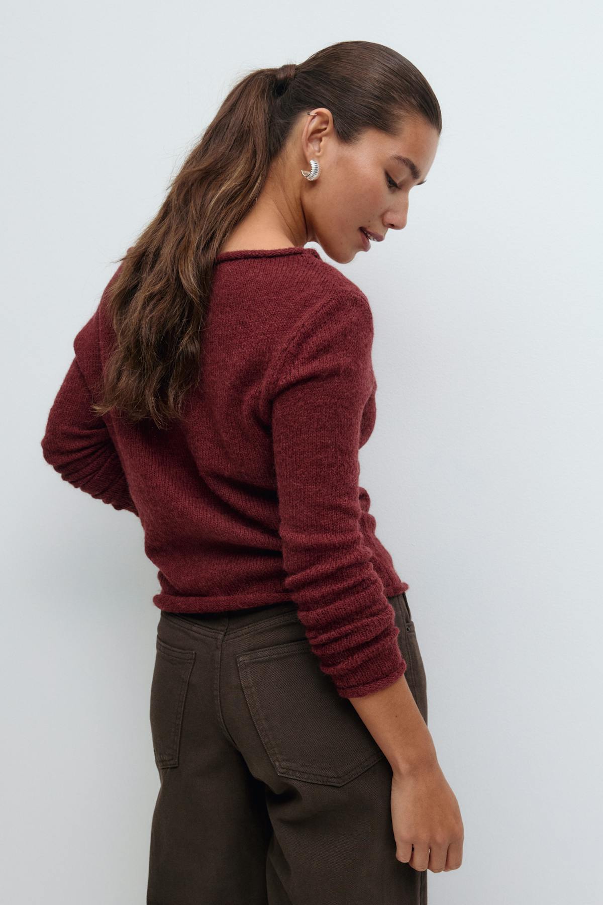 Knitted boatneck top - Bordeaux foncé