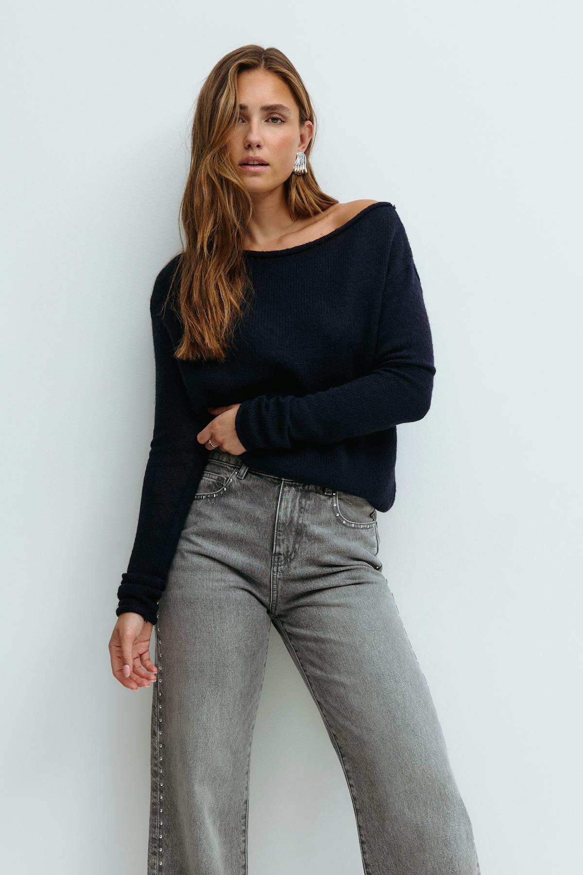 Knitted boatneck top - Pink lady