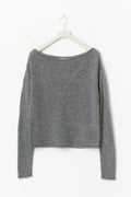 Knitted boatneck top - Mid grey mel