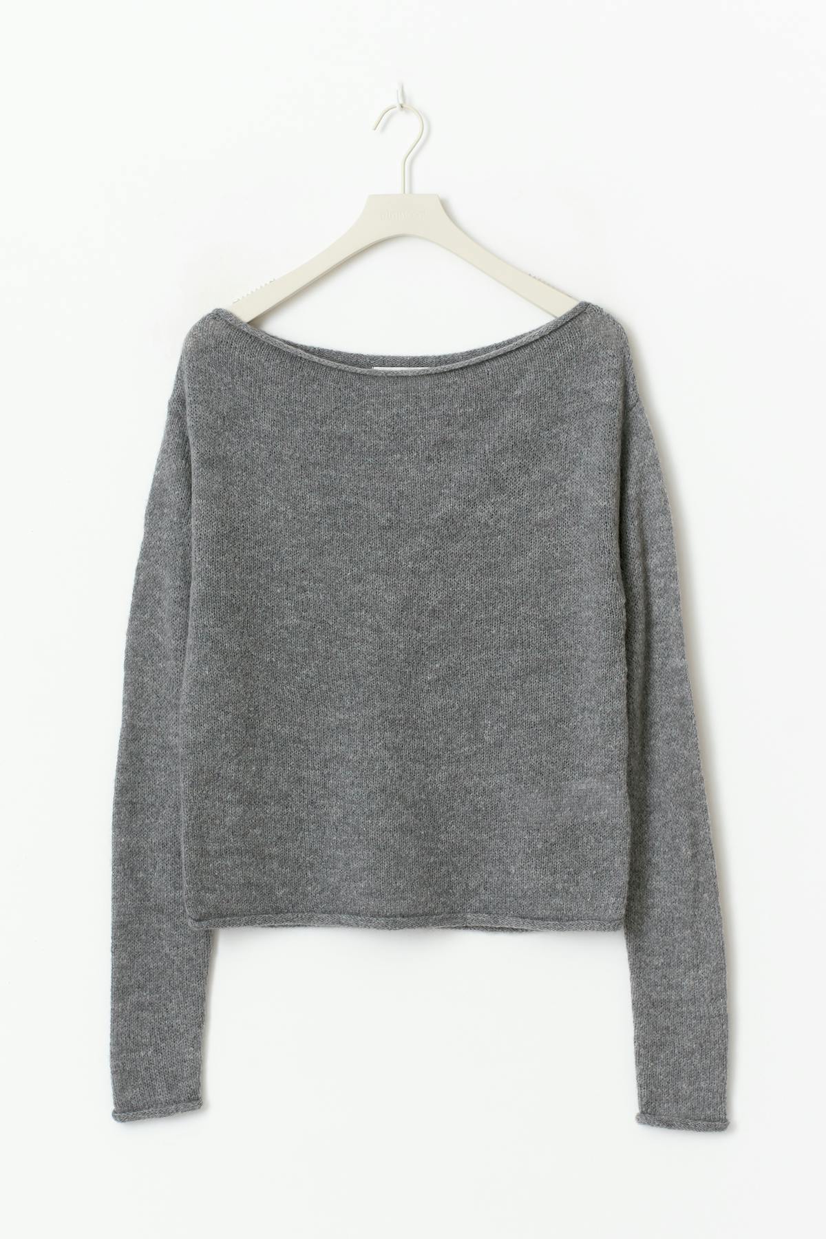 Knitted boatneck top - Mid grey mel