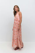 Halterneck maxi dress - Pink flower