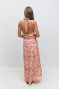 Halterneck maxi dress - Pink flower