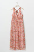 Halterneck maxi dress - Pink flower