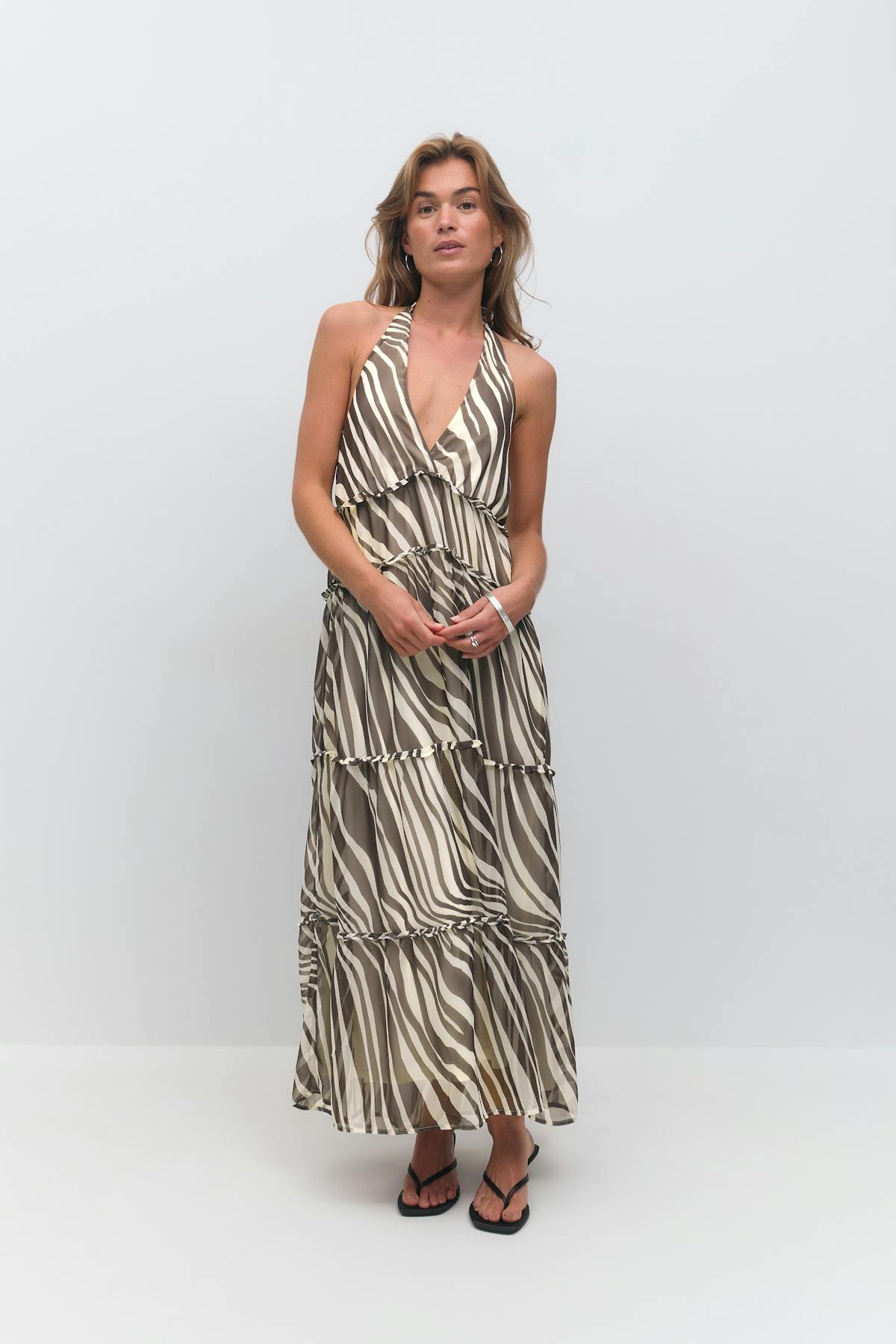 Halterneck maxi dress - Pink flower