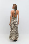 Halterneck maxi dress - Pink flower