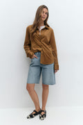 Faux suede shirt - Marron