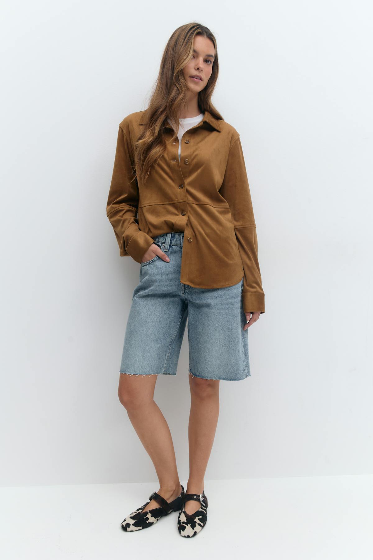 Faux suede shirt - Marron