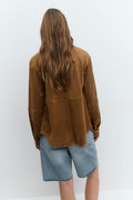 Faux suede shirt - Marron