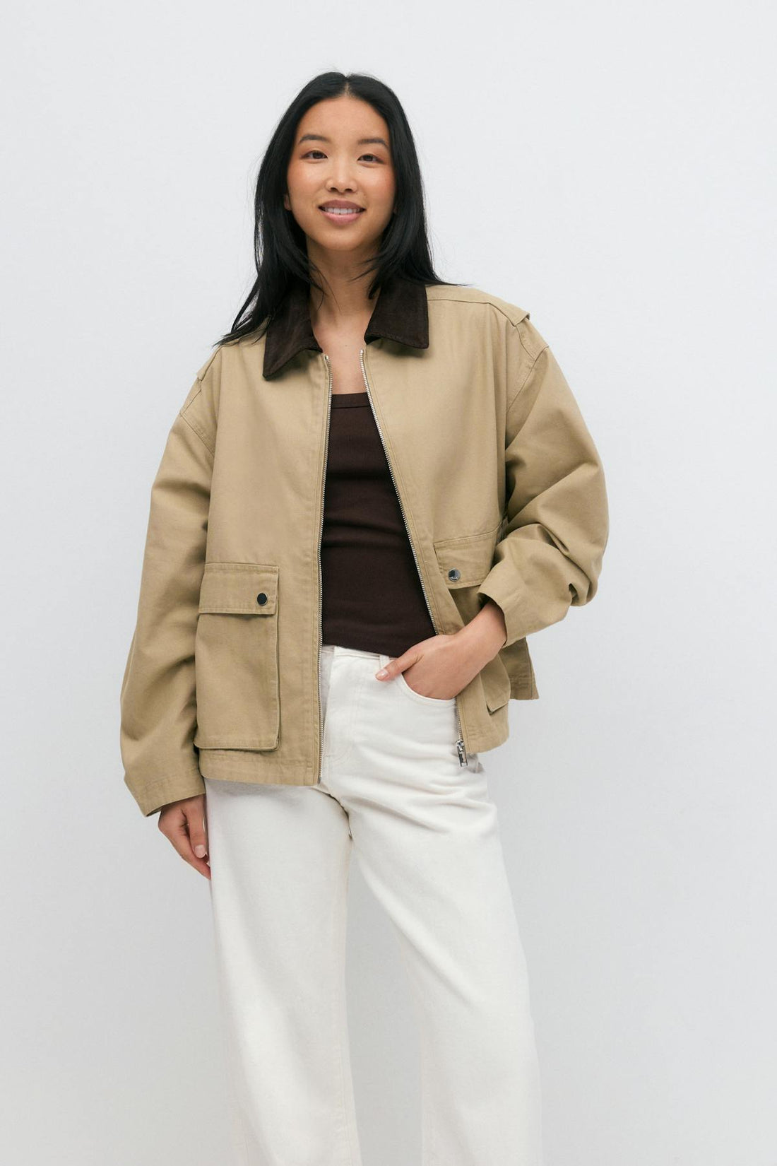 Short cargo jacket - Beige