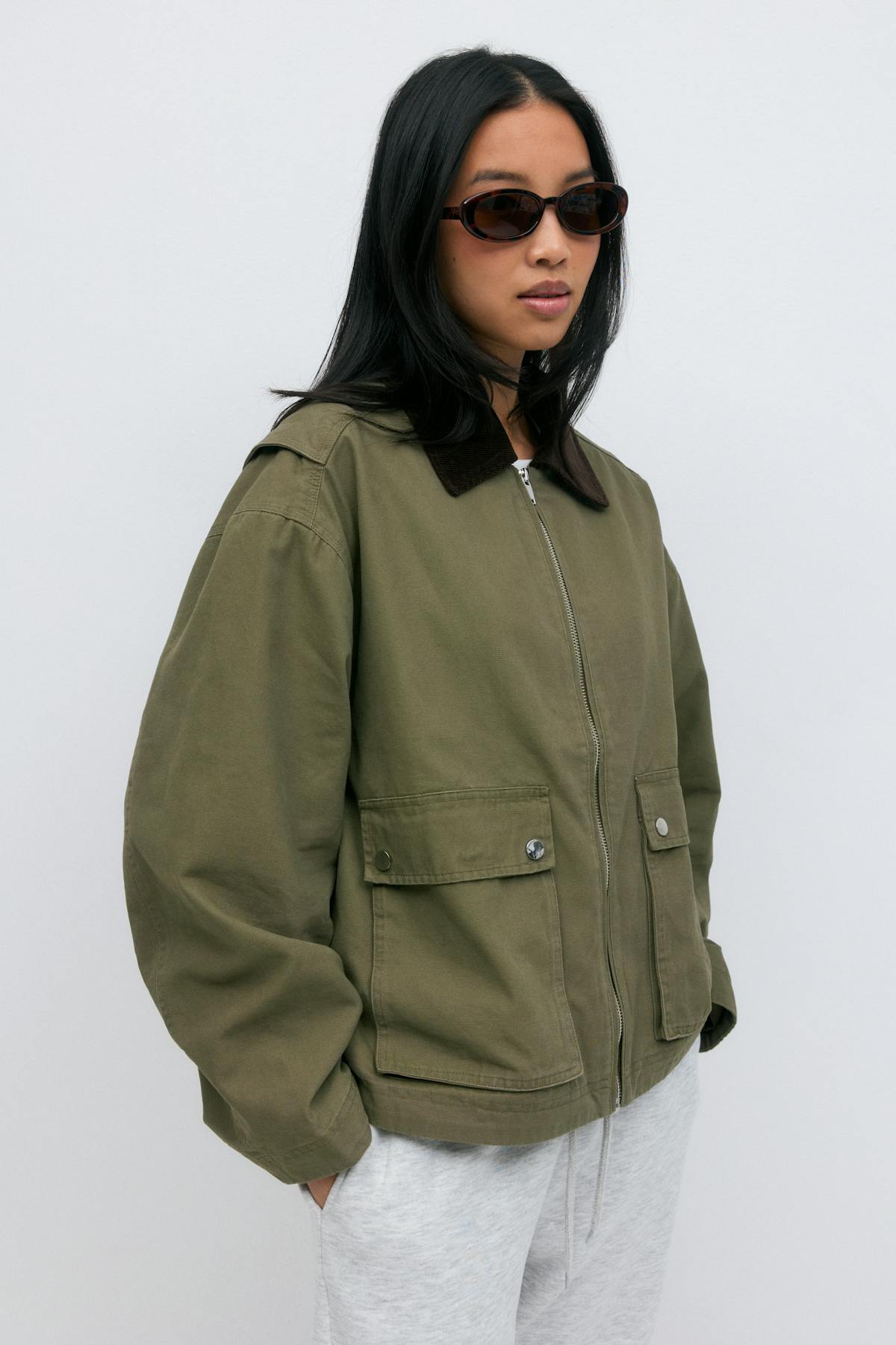 Short cargo jacket - Khaki green