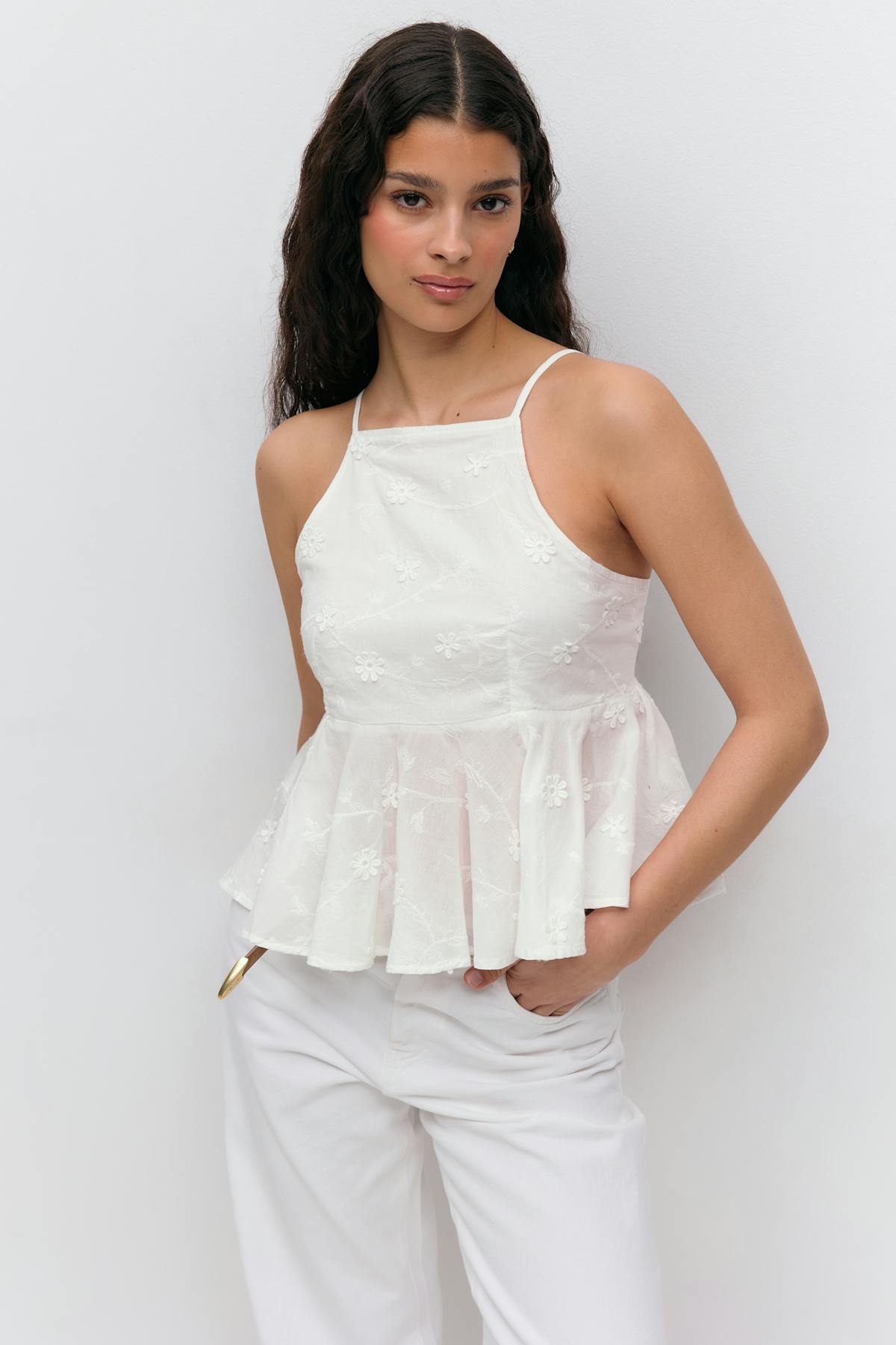 Halterneck anglaise top - Noir