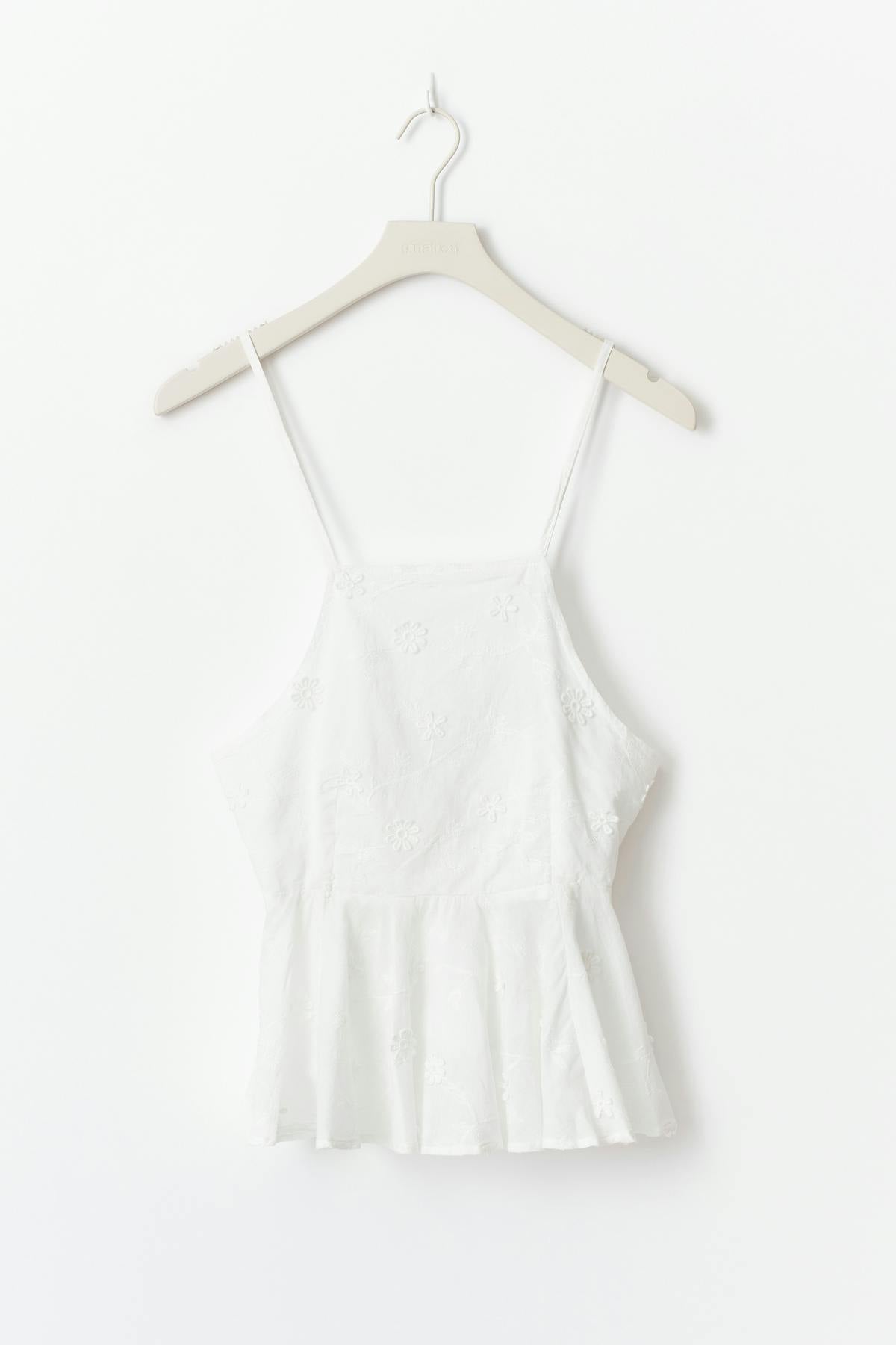 Halterneck anglaise top - Blanc cassé