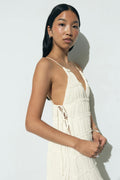 V-neck maxi dress - Creme