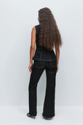 Low front slit jeans - Dk rinse