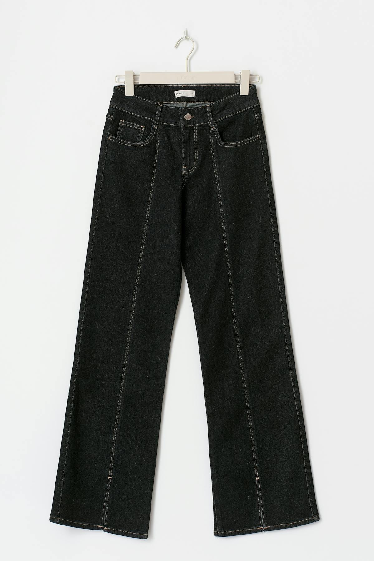 Low front slit jeans - Dk rinse