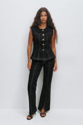 Waist shaped denim vest - Dk rinse