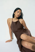 Crinkle maxi dress - Kaki