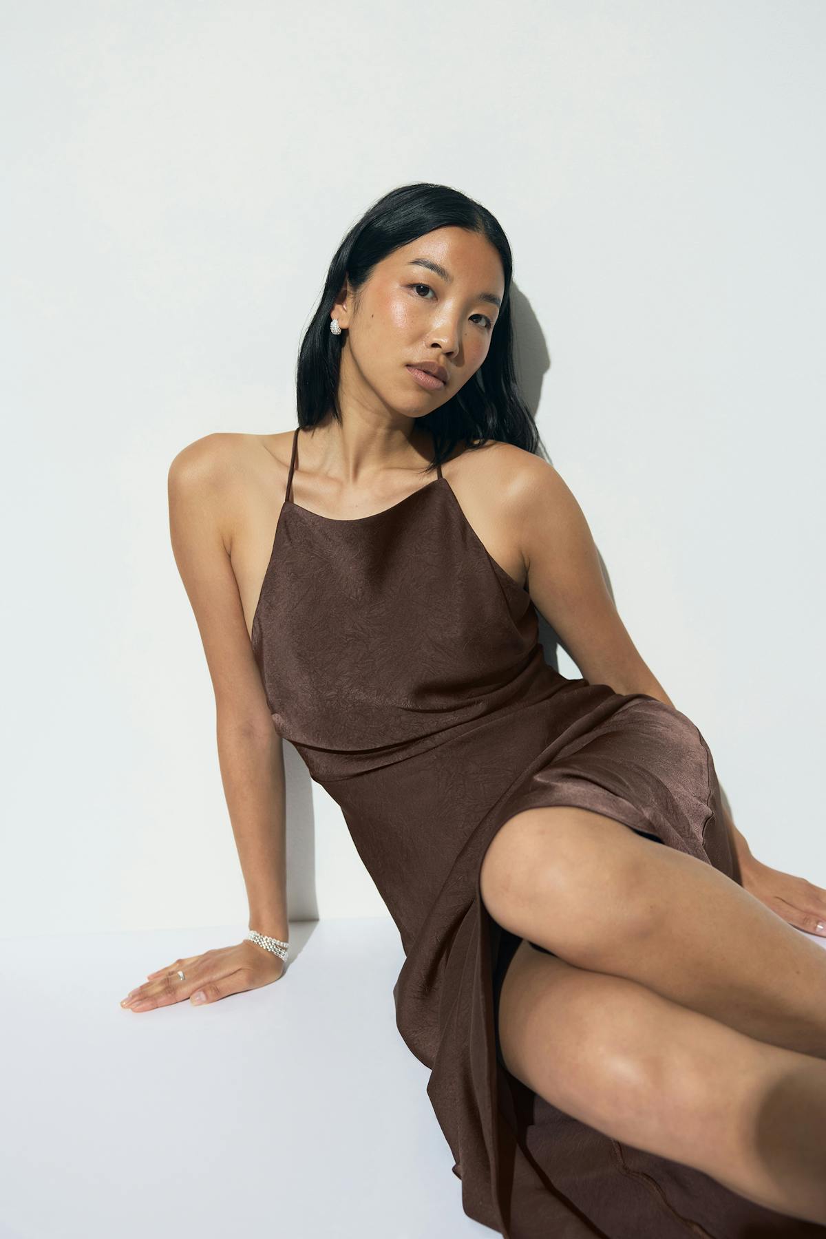 Crinkle maxi dress - Kaki