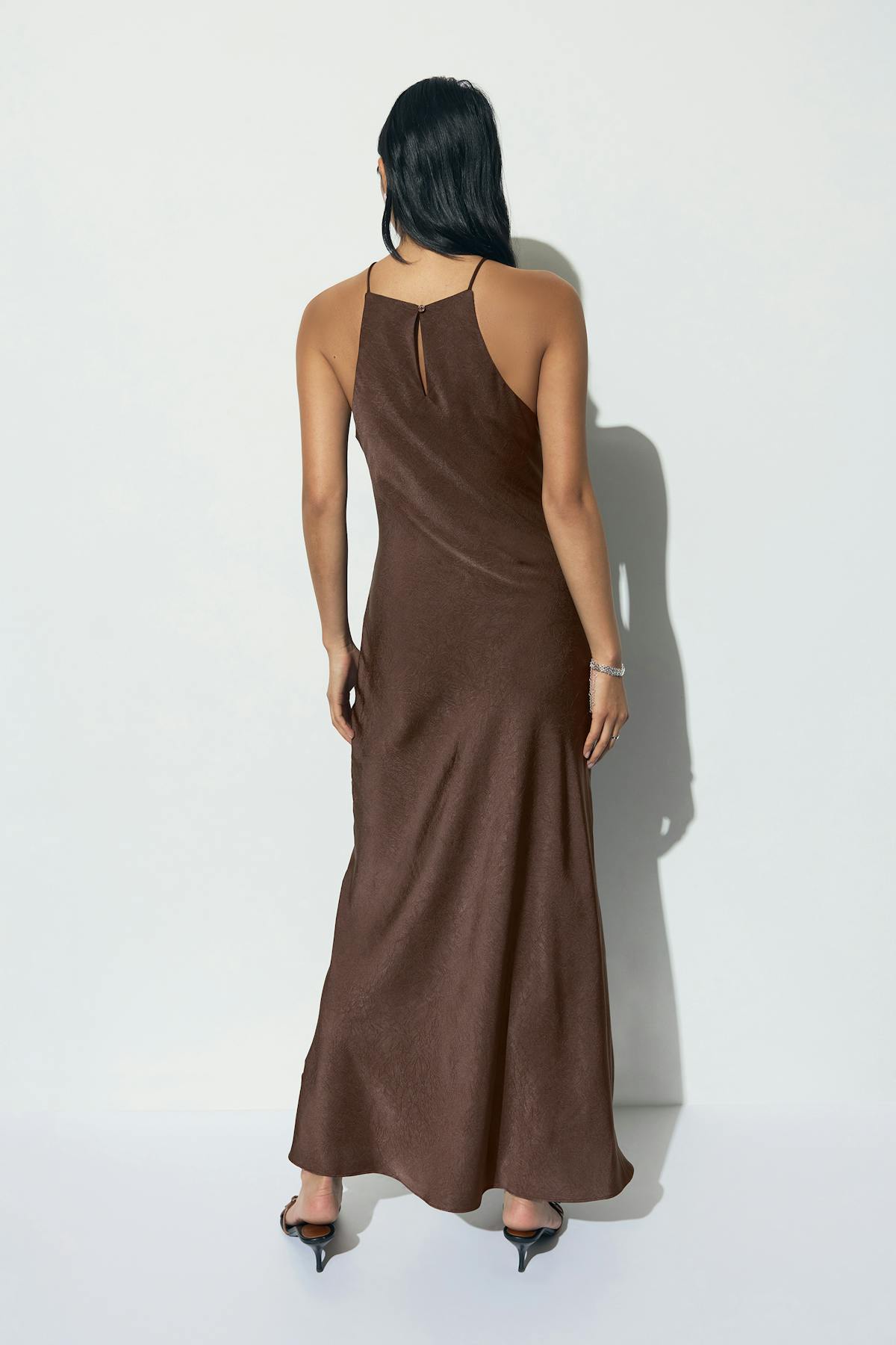 Crinkle maxi dress - Kaki