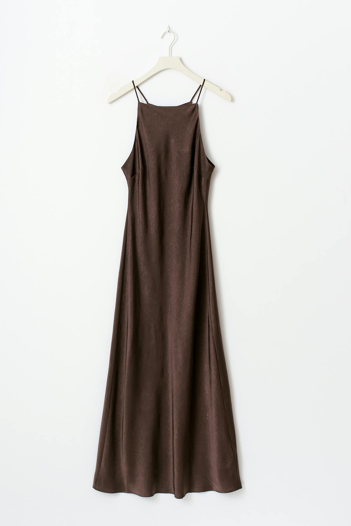 Crinkle maxi dress - Marron