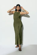 Crinkle maxi dress - Kaki
