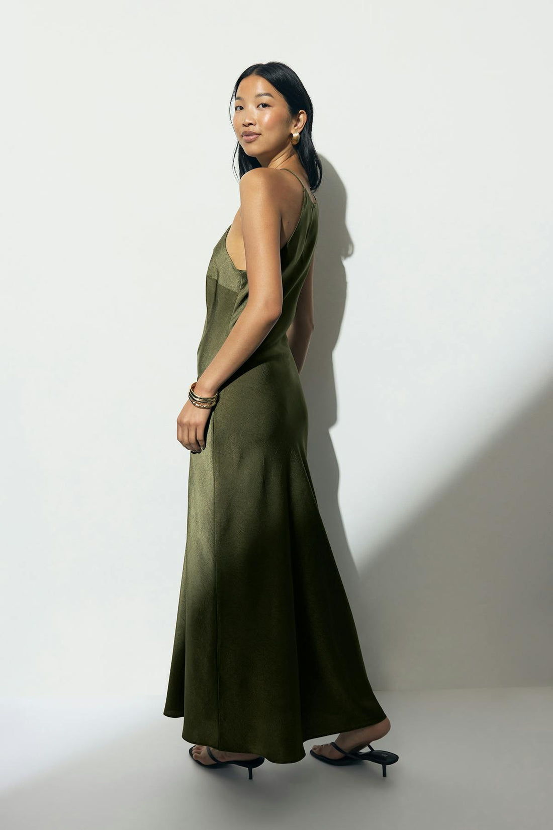 Crinkle maxi dress - Kaki