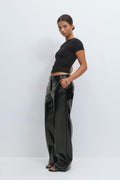 Patent pu straight trousers - Noir