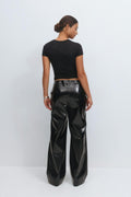 Patent pu straight trousers - Noir