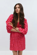 Puff sleeve mini dress - Baby blue ditsy